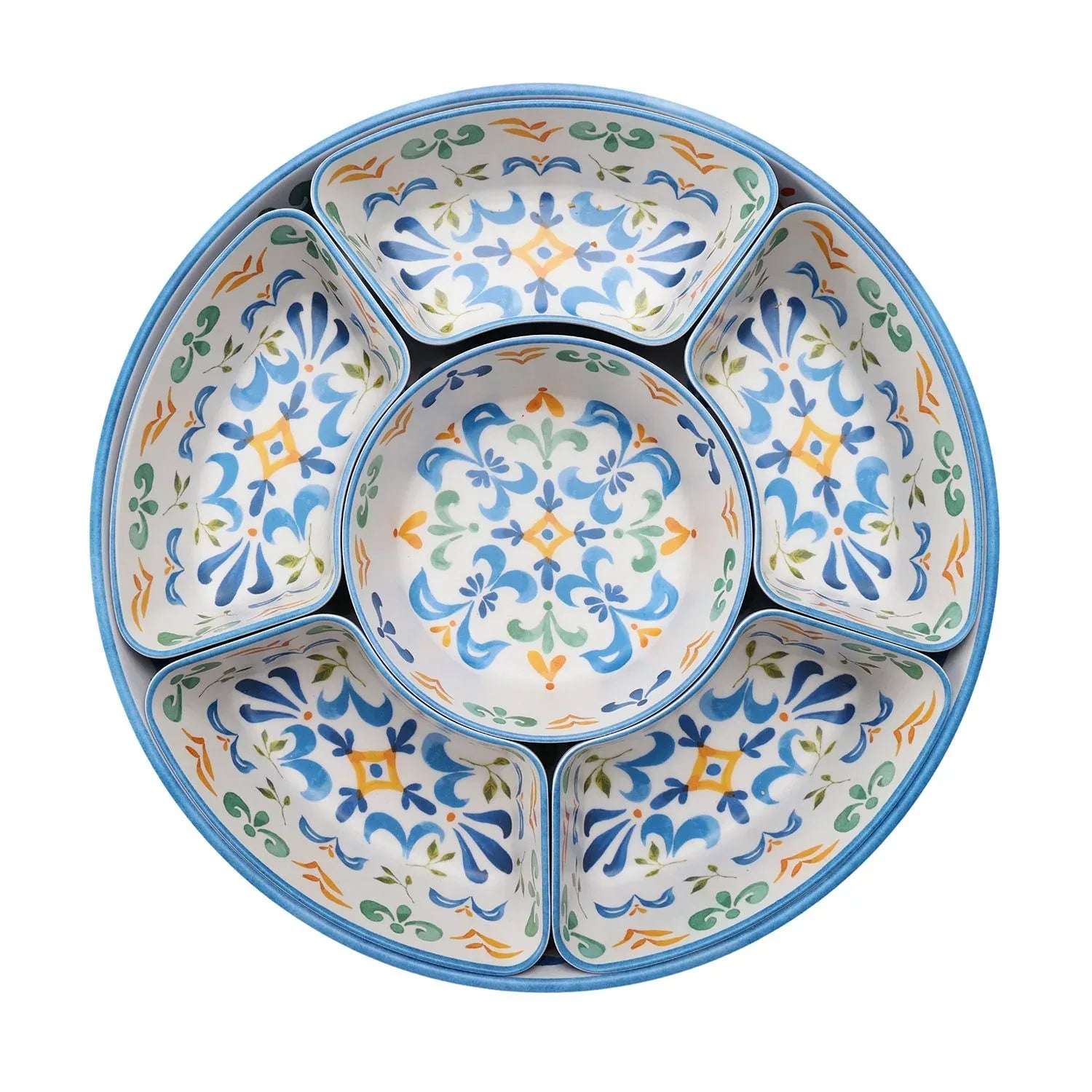 Member's Mark Bamboo Melamine 6-Section Serving Platter with Lazy Susan Base and Storage Lid - Image 5