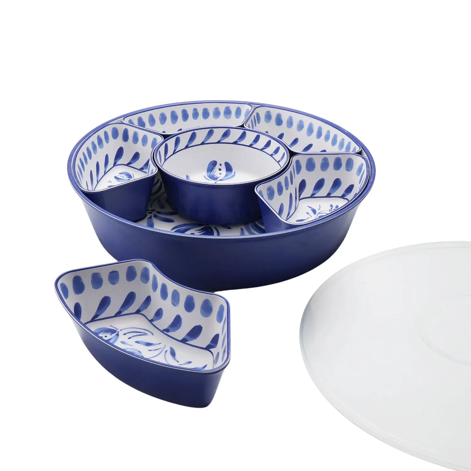 Member's Mark Bamboo Melamine 6-Section Serving Platter with Lazy Susan Base and Storage Lid - Image 9