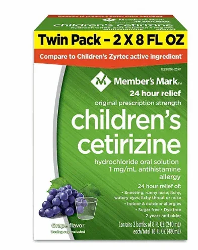 Member's Mark Children’s Cetirizine Allergy Relief Oral Solution, Sugar-Free Grape Flavor