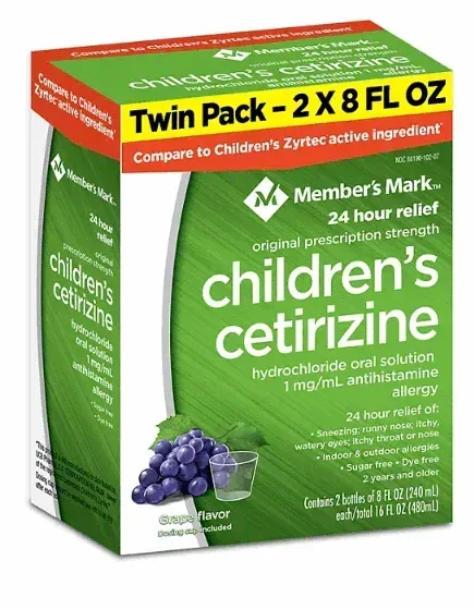 Member's Mark Children’s Cetirizine Allergy Relief Oral Solution, Sugar-Free Grape Flavor - Image 3
