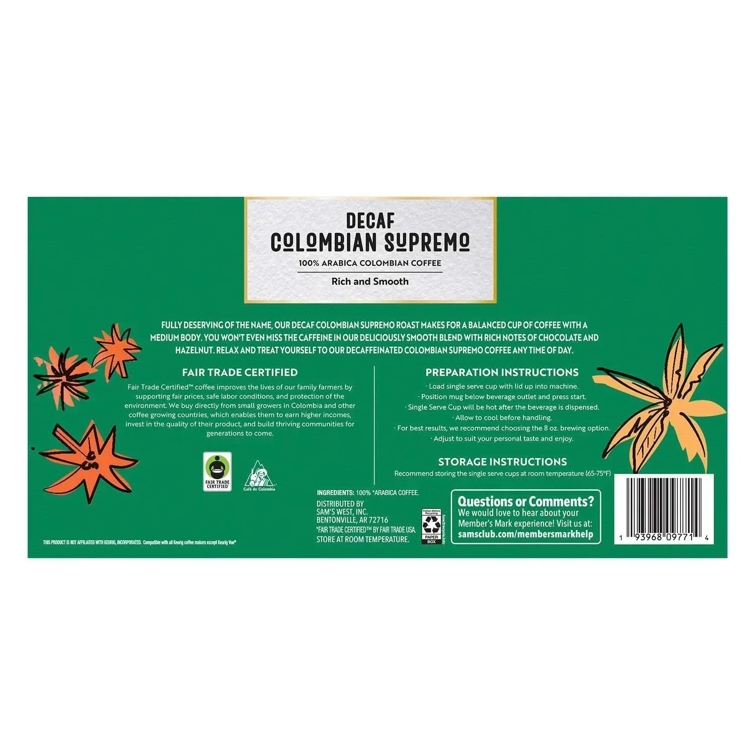 Member's Mark Decaf Medium-Dark Roast Coffee Pods, Colombian Supremo, 80 ct. - Image 2