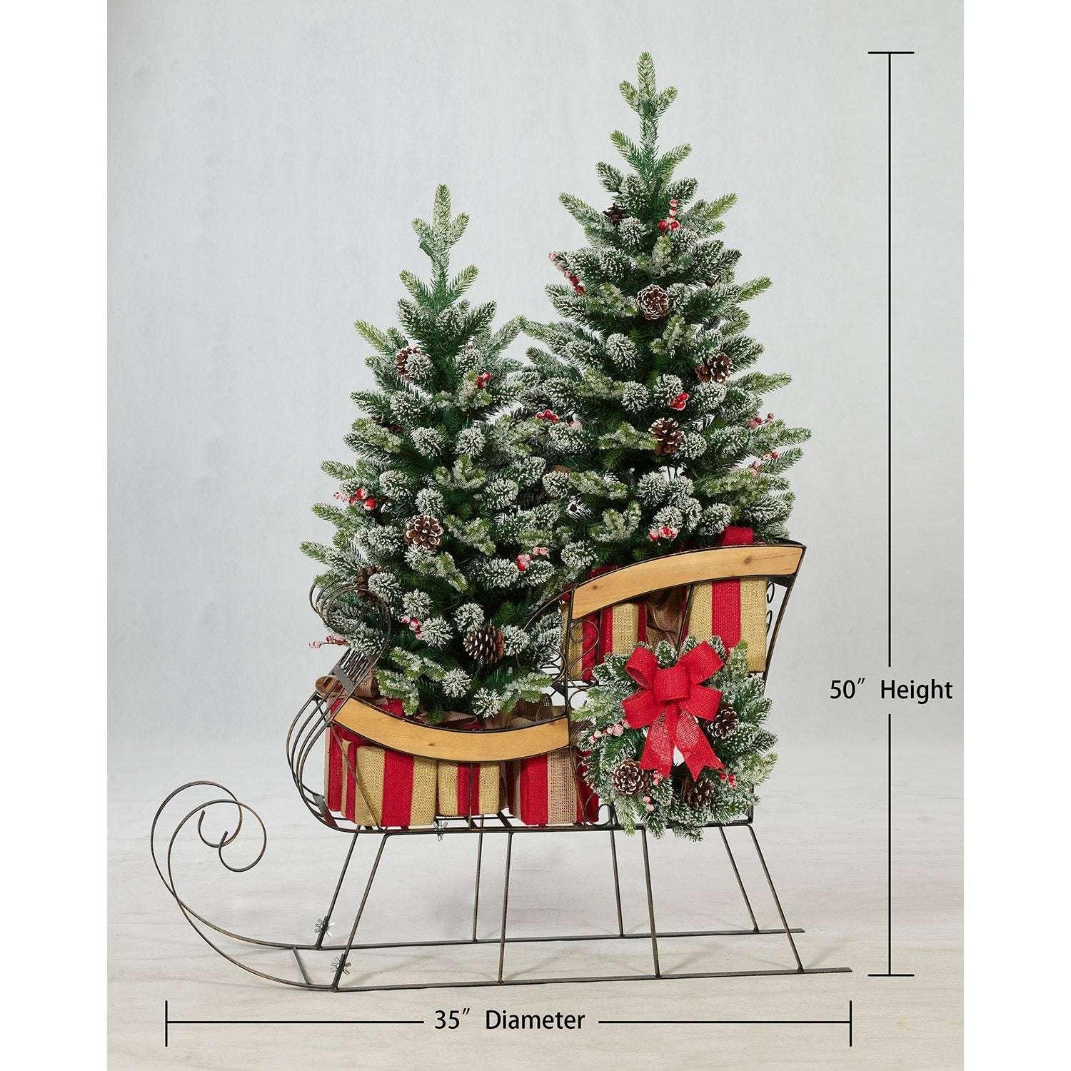 Member's Mark Decorative Sleigh with Pre-Lit Topiaries - Image 5