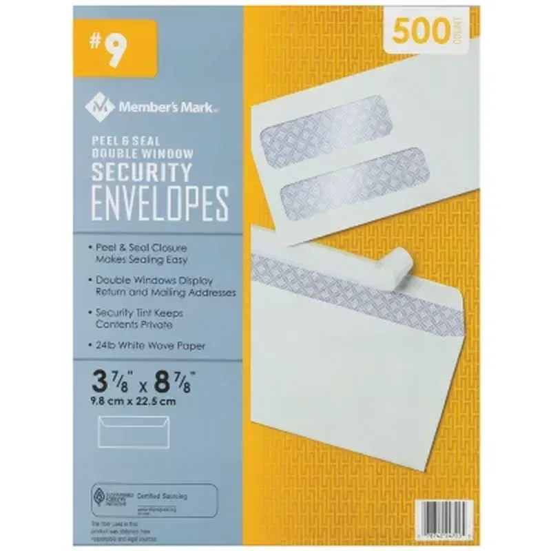 Member'S Mark Envelope #9, Double Window (500 Ct.) - Image 3