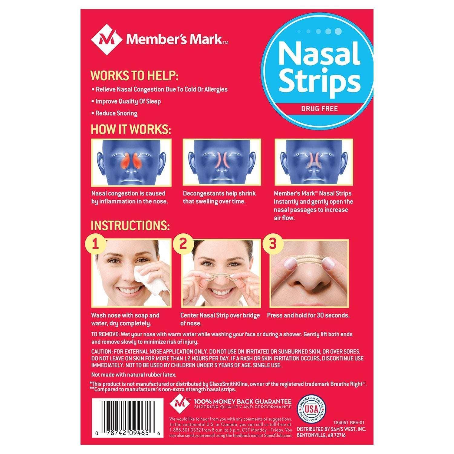 Member's Mark Extra Strength Drug Free Nasal Strips, Tan, 44 ct. - Image 3