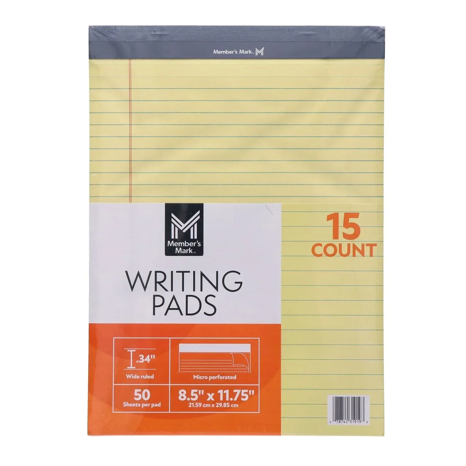 Member'S Mark Legal Writing Pad - Perforated Canary 15-Pack - Image 3