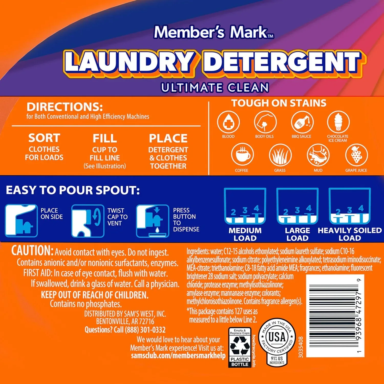 Member's Mark Liquid Laundry Detergent, Ultimate Clean Fresh Scent, 127 loads, 196 fl. - Image 2