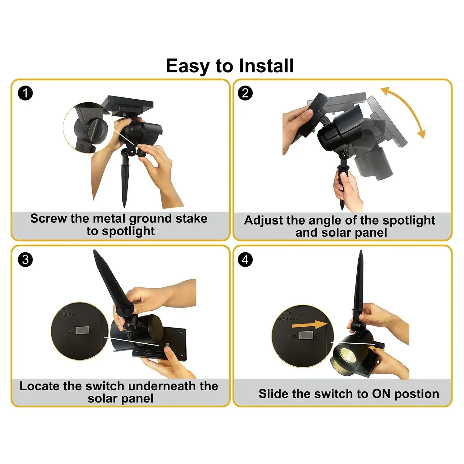 Member's Mark Matte Black LED Solar Spot Lights, 2-pack - Image 2