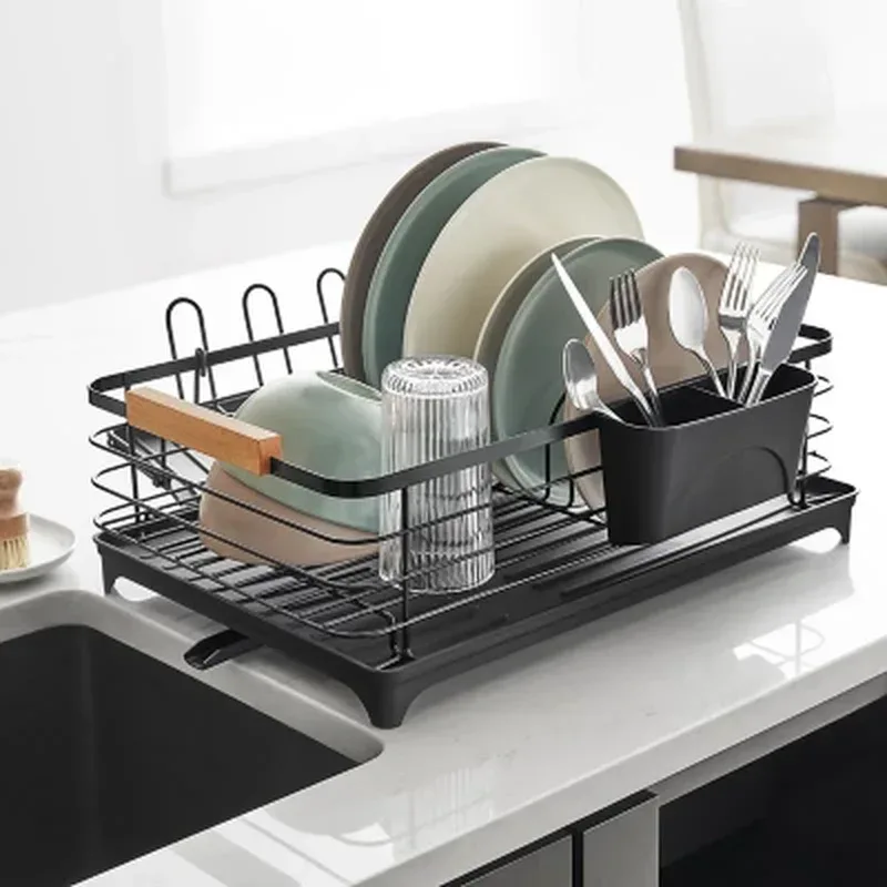 Member'S Mark Modern Dish Rack with Utensil Caddy and Glassware Holder, Assorted Colors
