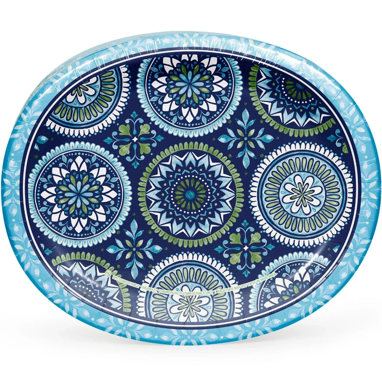 Member's Mark Mosaic Medallions Oval Paper Plates, 10" x 12", 50 ct.