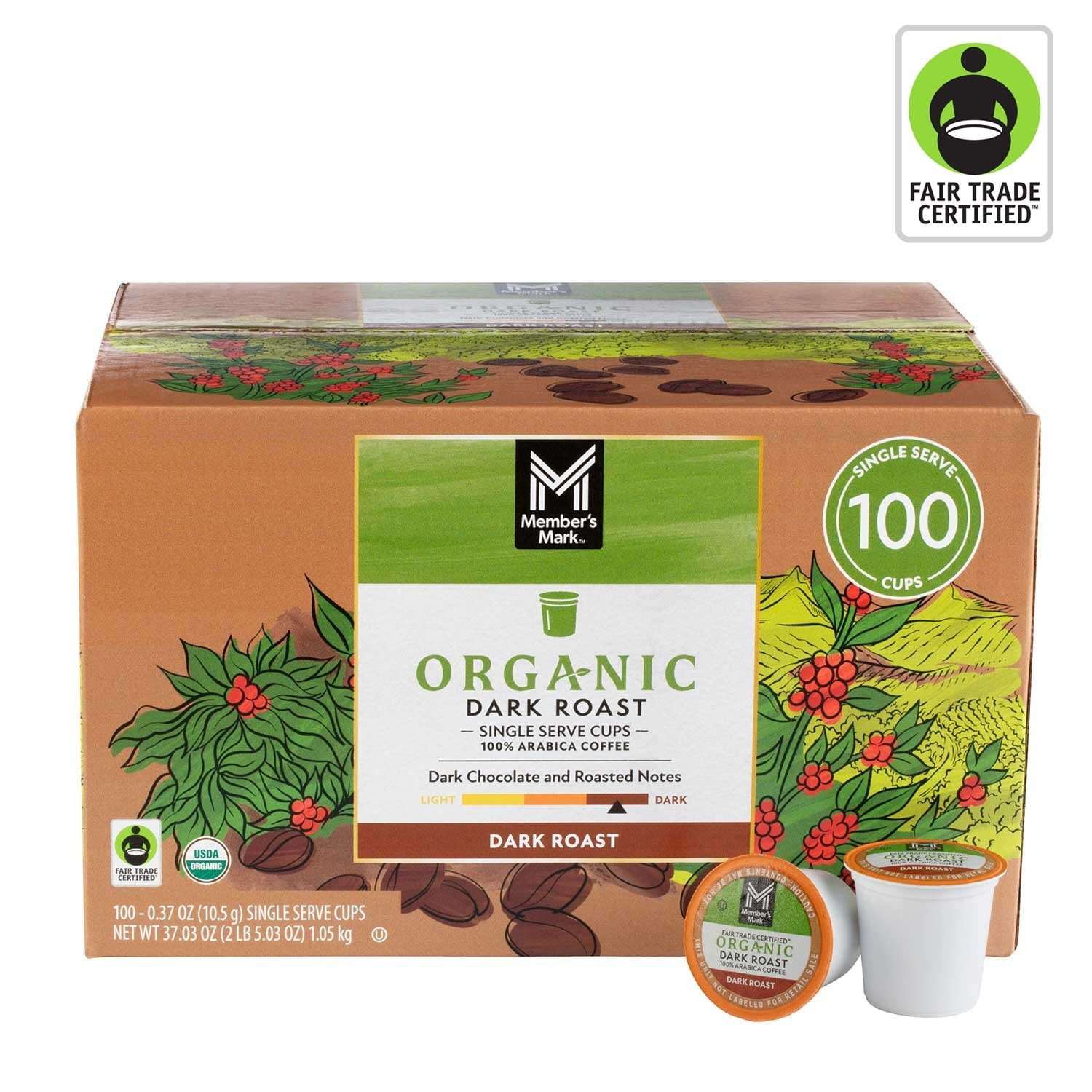 Member's Mark Organic Dark Roast Coffee Pods, 100 ct.