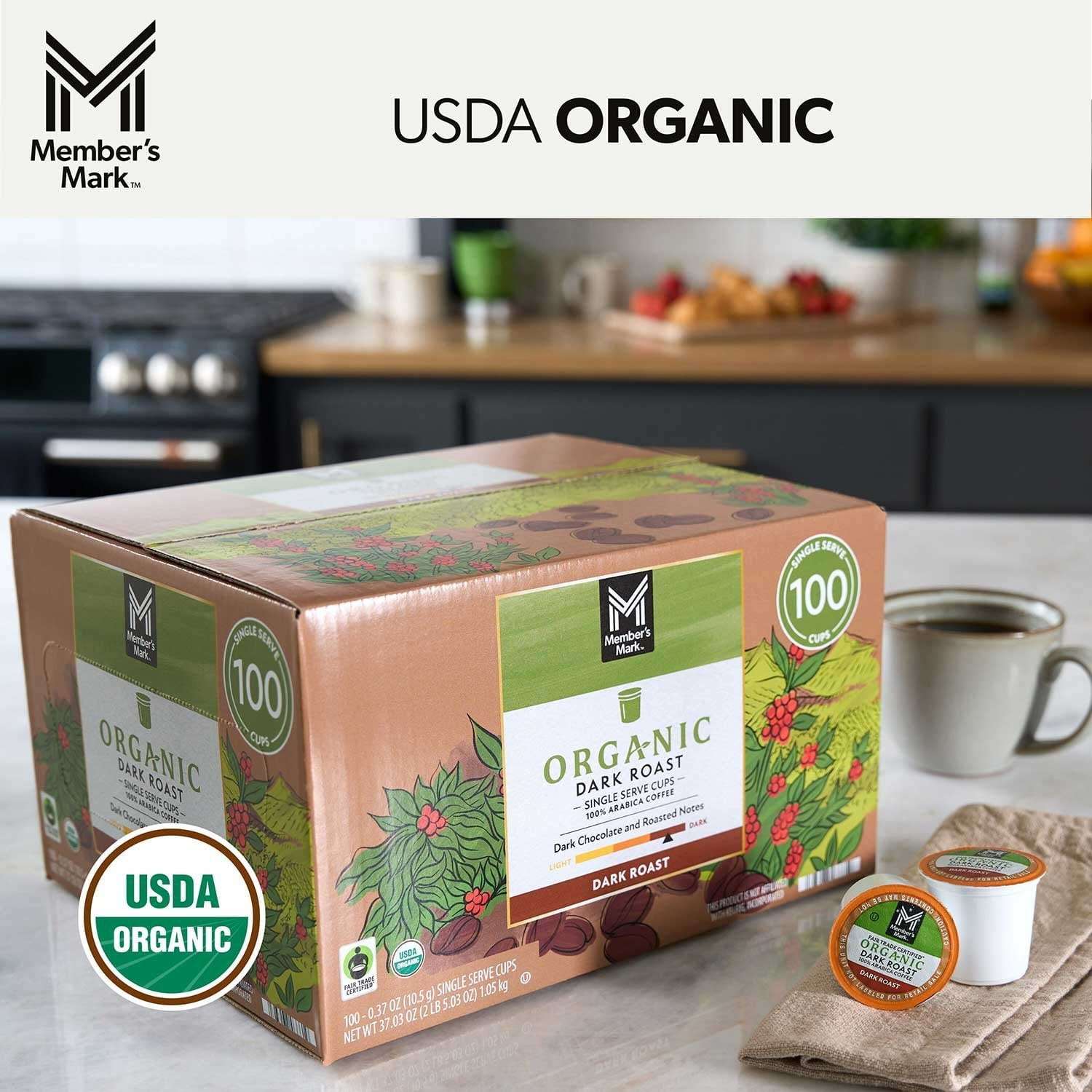 Member's Mark Organic Dark Roast Coffee Pods, 100 ct. - Image 5