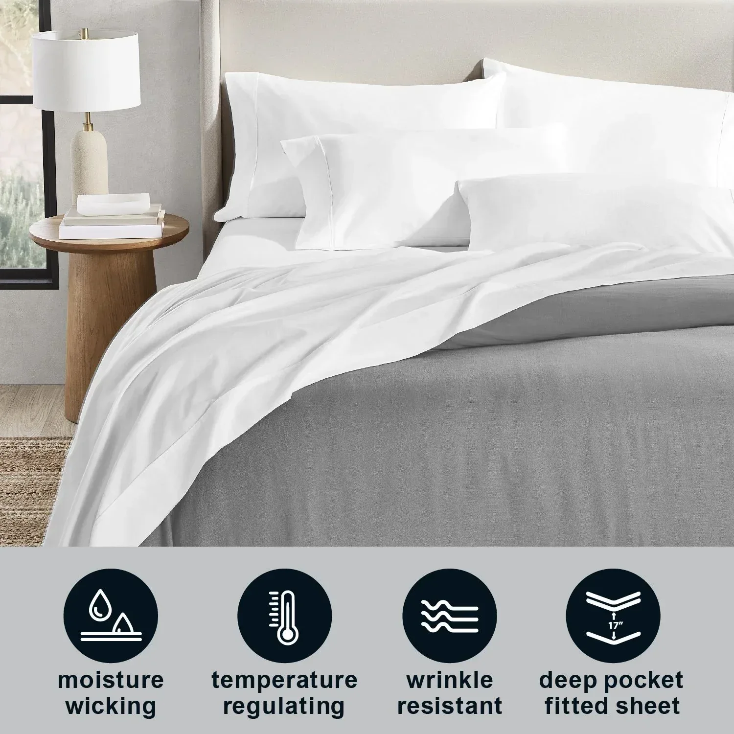 Member's Mark Performance 500-Thread-Count Solid Sheet Set, Assorted Sizes - Image 5
