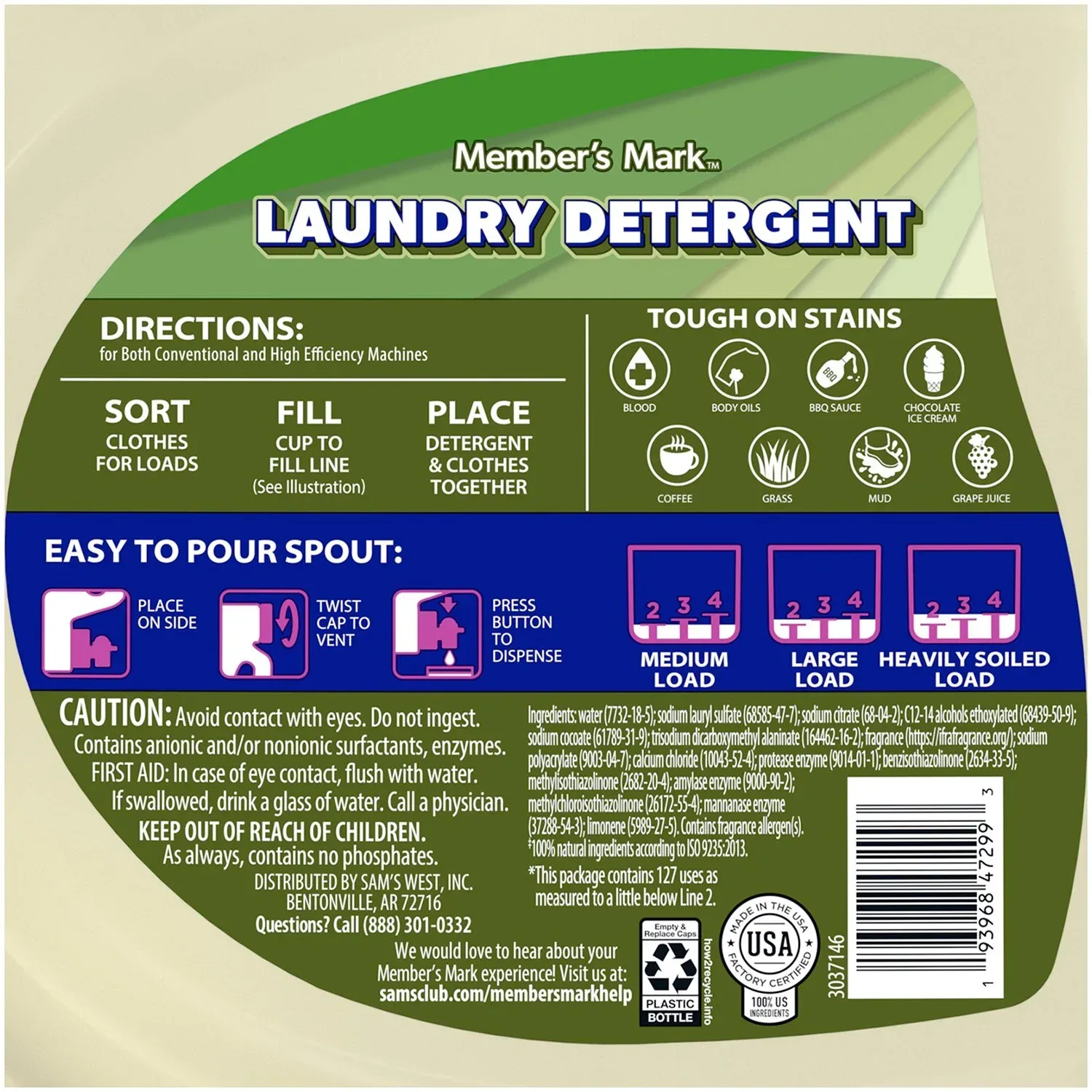 Member's Mark Plant Based Liquid Laundry Detergent, Lavender, 127 loads, 196 fl. oz. - Image 2
