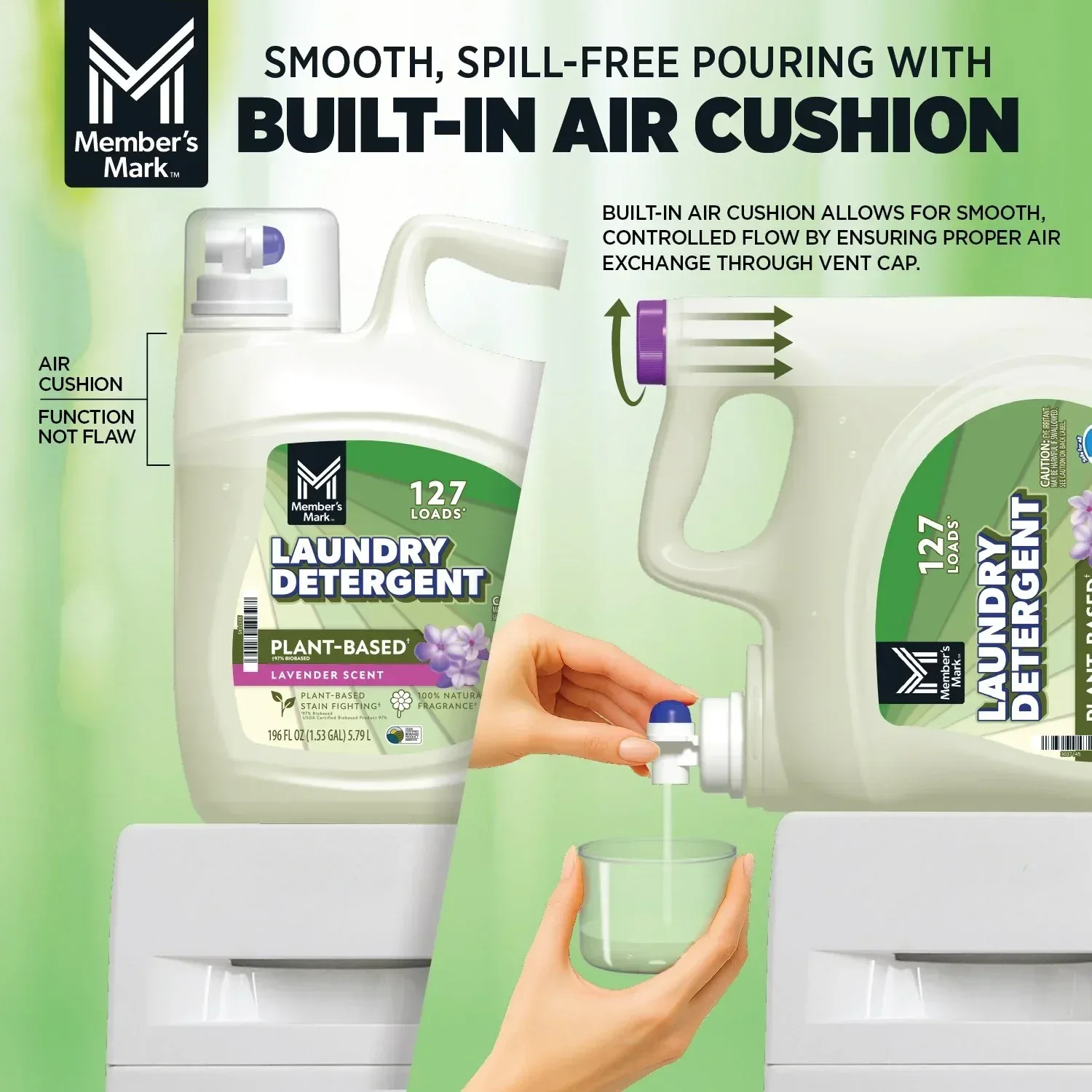 Member's Mark Plant Based Liquid Laundry Detergent, Lavender, 127 loads, 196 fl. oz. - Image 5