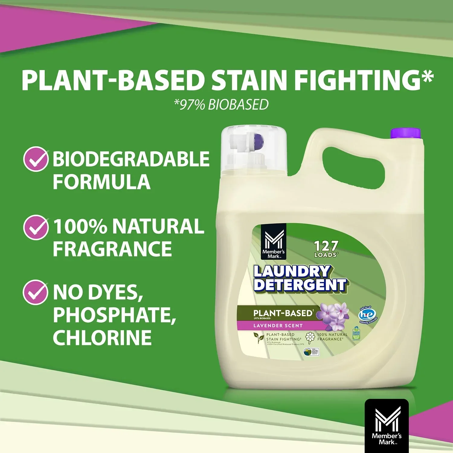 Member's Mark Plant Based Liquid Laundry Detergent, Lavender, 127 loads, 196 fl. oz. - Image 7