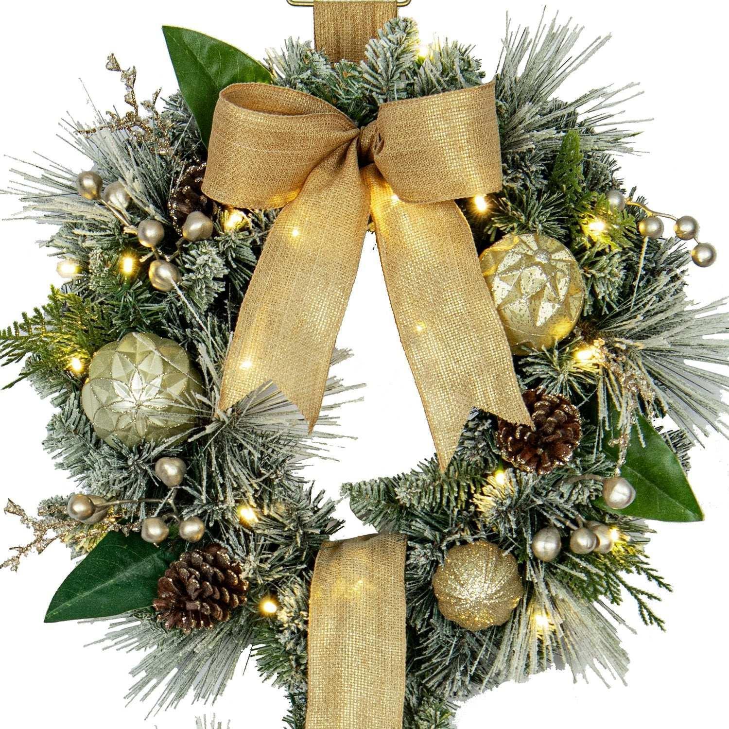 Member's Mark Pre-Lit Flocked Three Wreath Door Hanger - Image 4