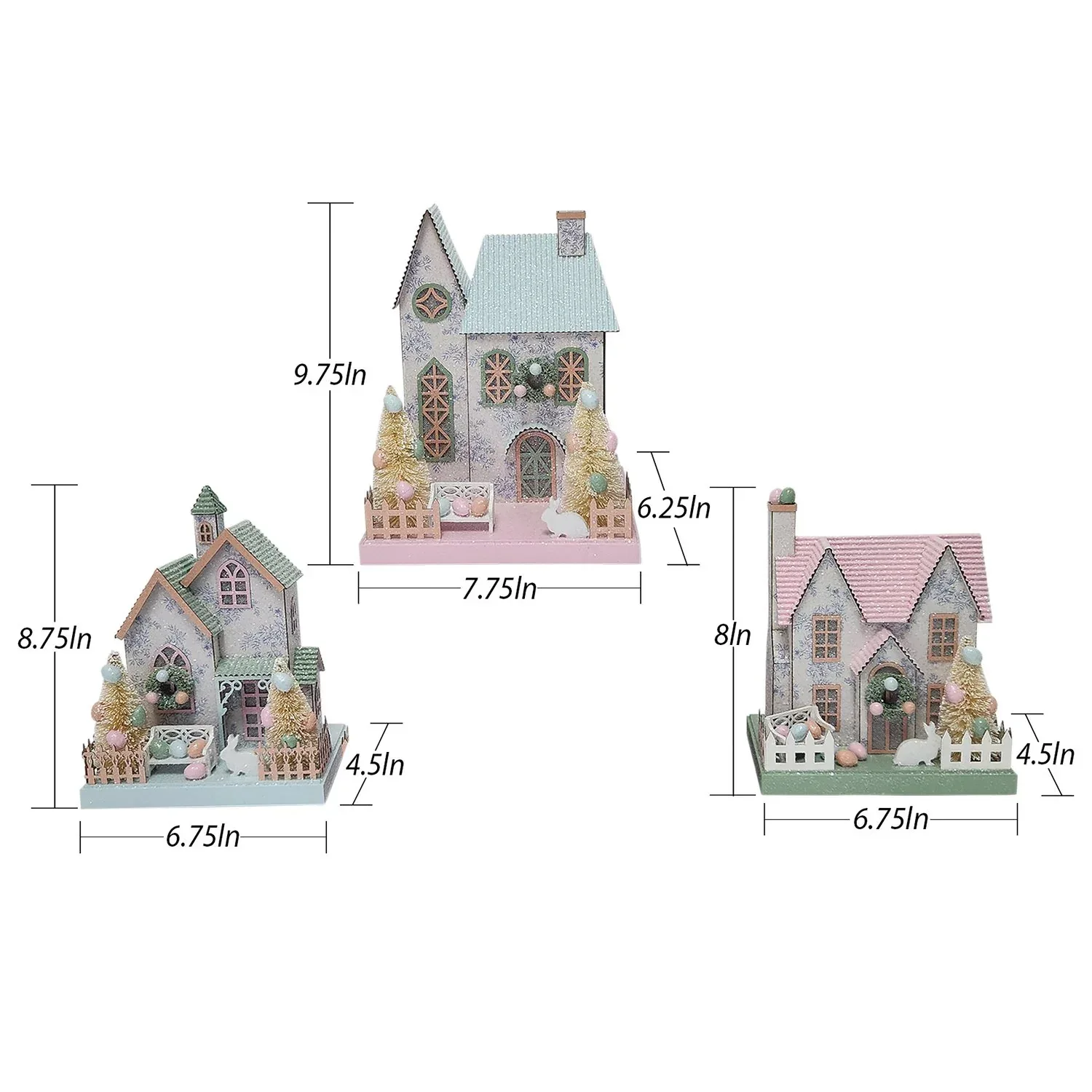 Member's Mark Pre-Lit Paper Houses, Set of 3 - Image 3
