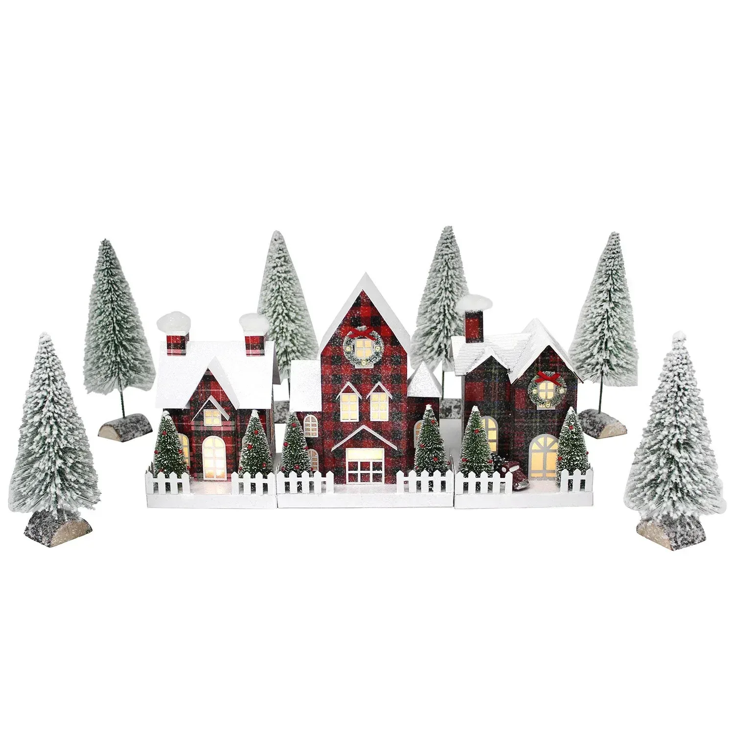 Member's Mark Pre-Lit Red Plaid Village, 9 pc. - Image 3