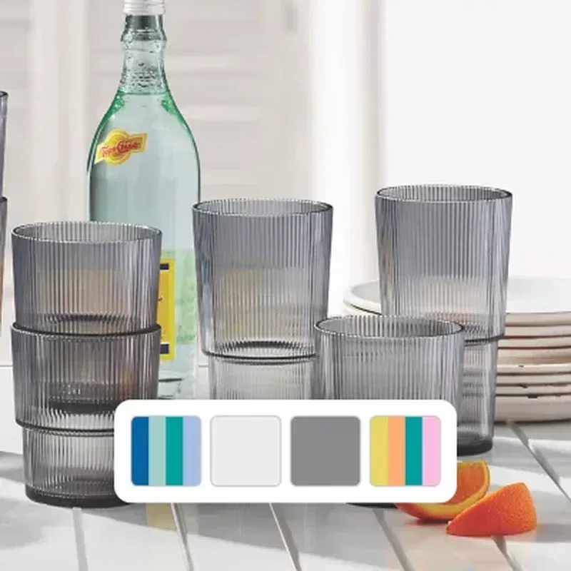 Member'S Mark Shatterproof 12-Piece Drinkware Set Ribbed (Assorted Colors) - Image 10