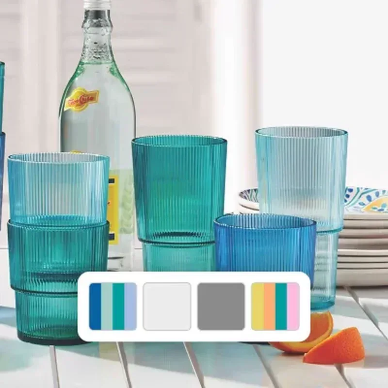 Member'S Mark Shatterproof 12-Piece Drinkware Set Ribbed (Assorted Colors) - Image 12