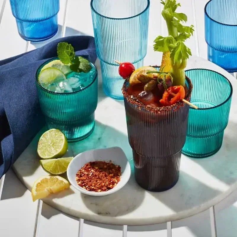 Member'S Mark Shatterproof 12-Piece Drinkware Set Ribbed (Assorted Colors) - Image 4