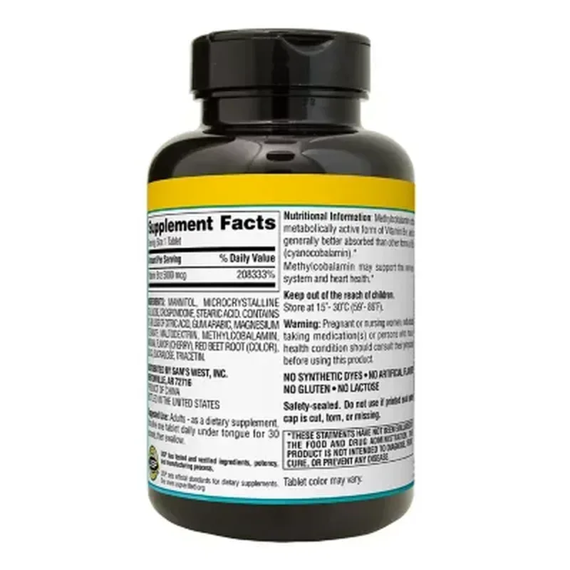 Member’s Mark Sublingual Vitamin B12 5000 mcg Methylcobalamin Tablets, 300 Count - Image 4