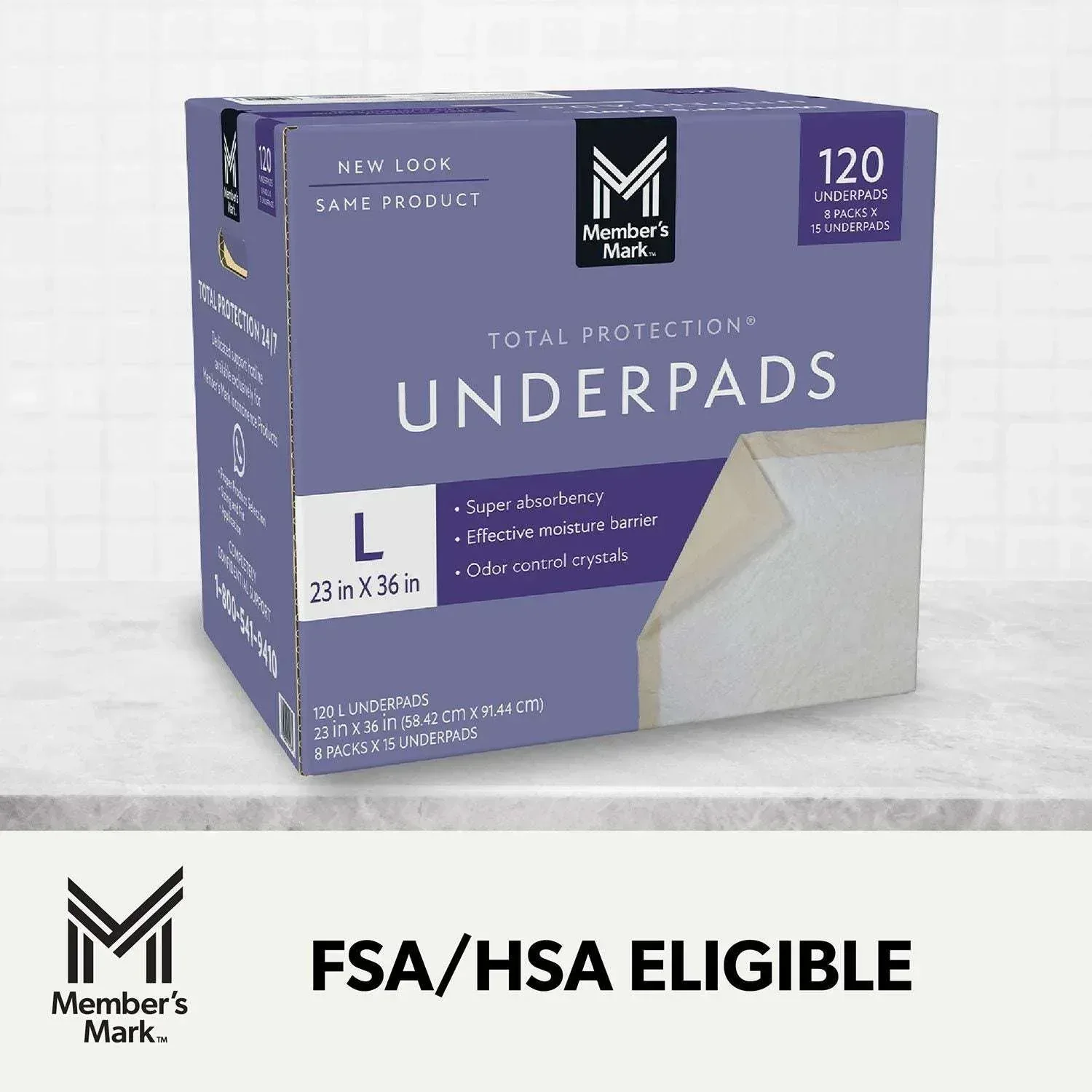 Member's Mark Total Protection Underpads, Large, 120 ct. - Image 6