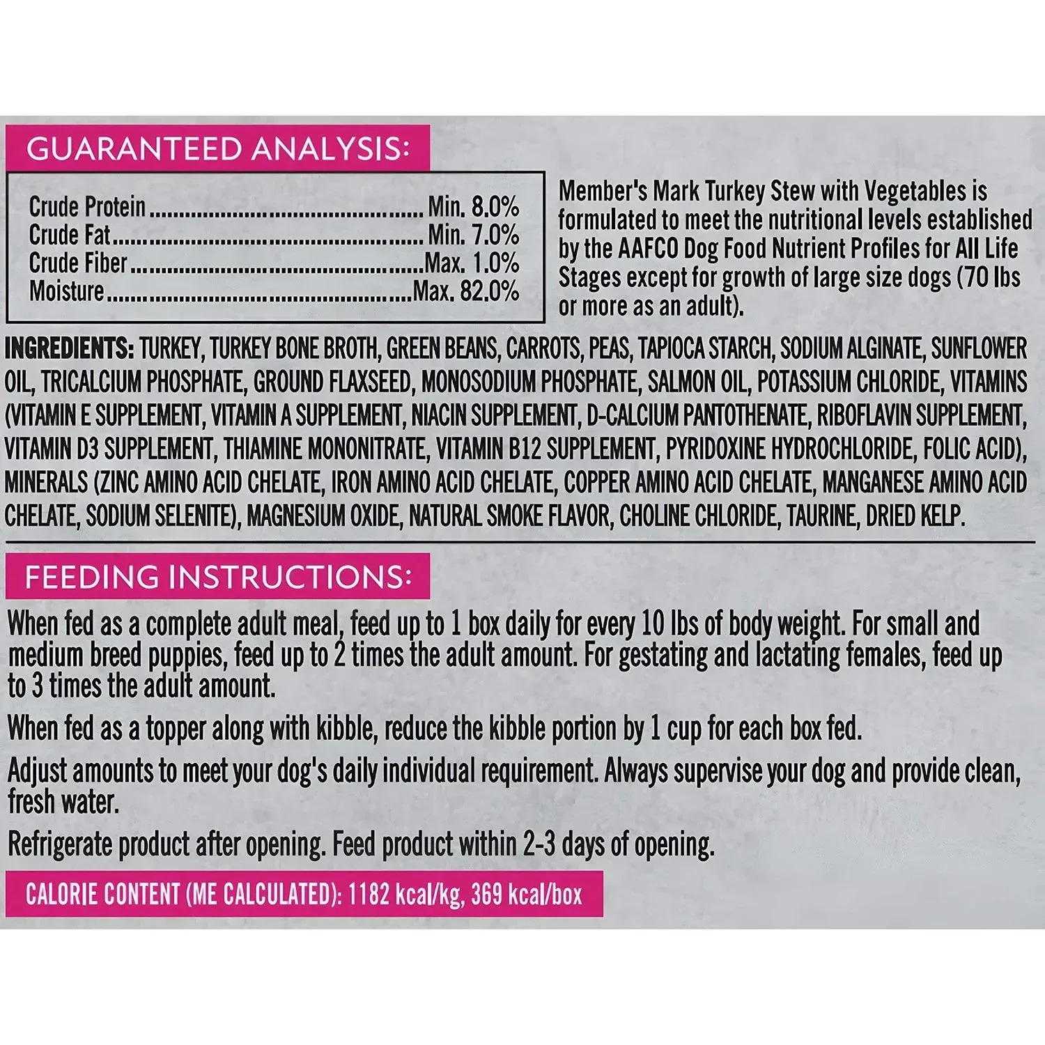 Member's Mark Turkey Stew with Vegetables Wet Dog Food, 11 oz., 24 boxes - Image 2