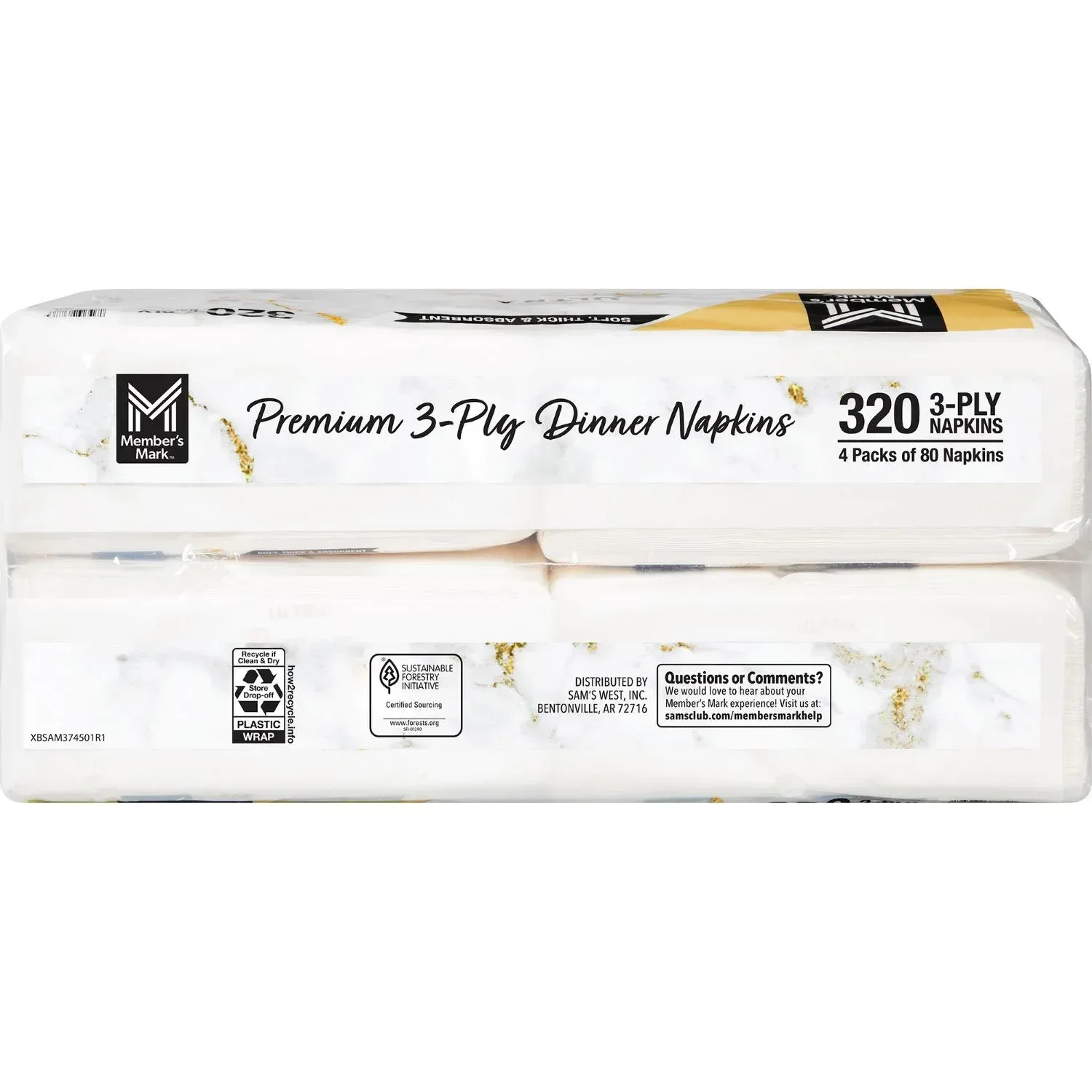 Member's Mark Ultra Premium 3-Ply White Dinner Napkins, 4 pks., 80 napkins/pk. - Image 7
