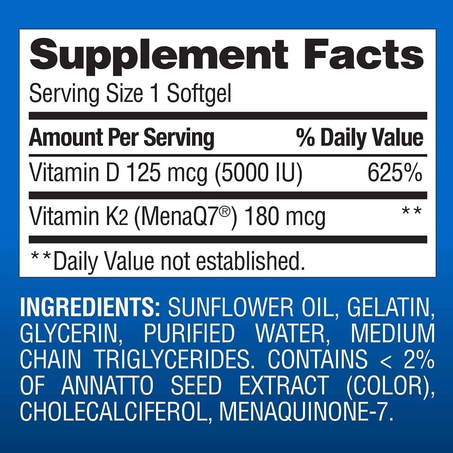 Member's Mark Vitamin K2 + D3 Softgels, 150 ct. - Image 2