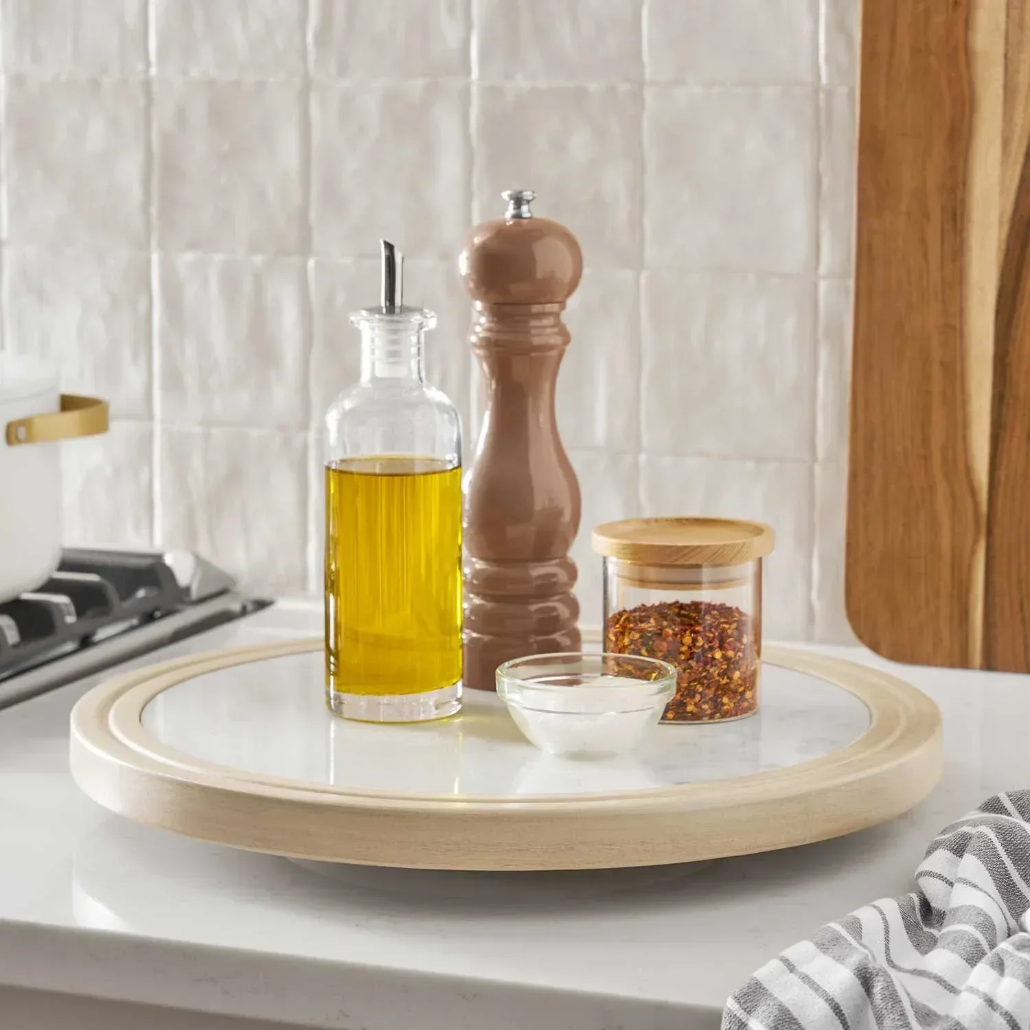 Member's Mark Wood & Marble Lazy Susan - Image 11