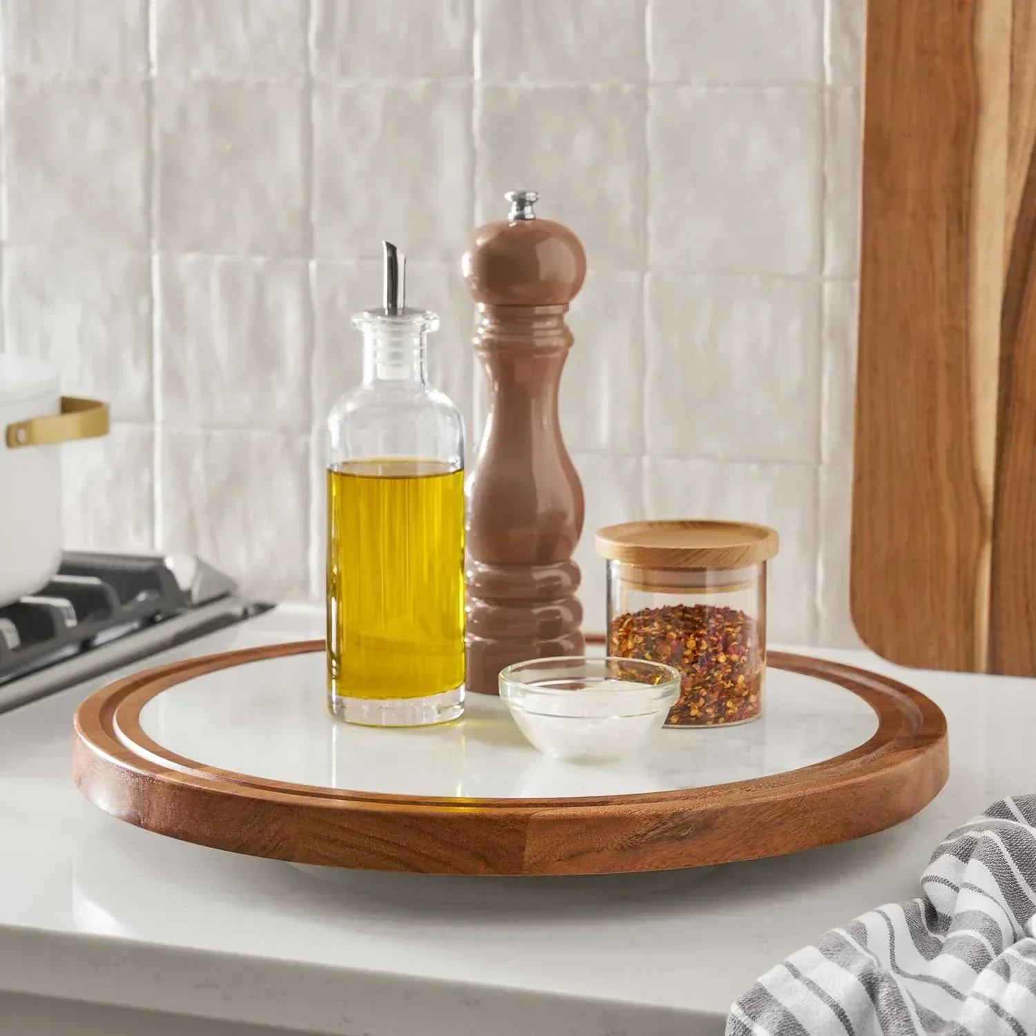 Member's Mark Wood & Marble Lazy Susan - Image 7