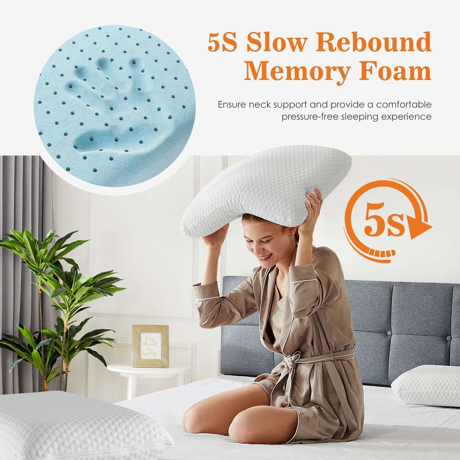 Memory Foam Pillow, Standard Size Pillows for Sleeping, Bed Pillow Soft and Comfortable, 1 Pack - Image 3