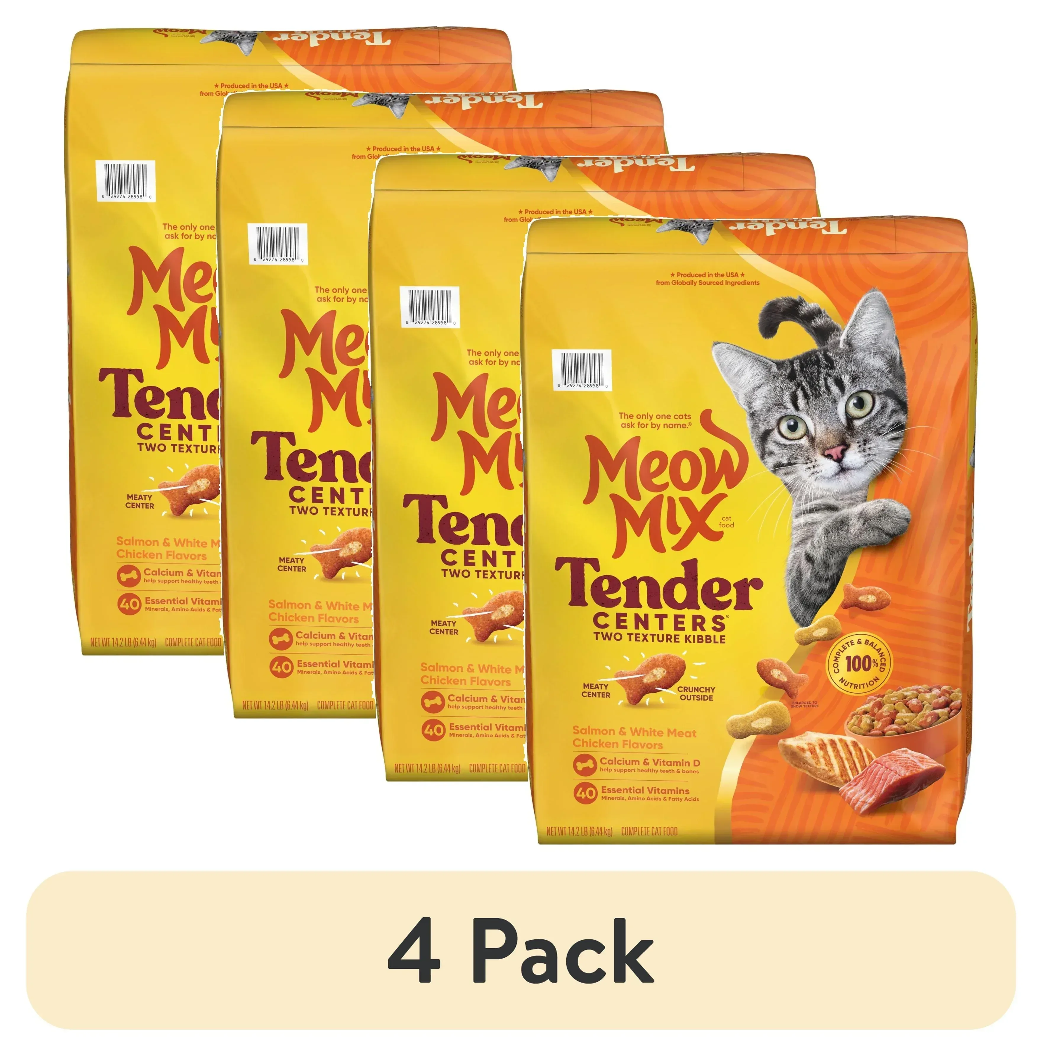 Meow Mix Tender Centers Salmon & White Meat Chicken Flavors, Dry Cat Food, 14.2 lb. Bag - Image 14