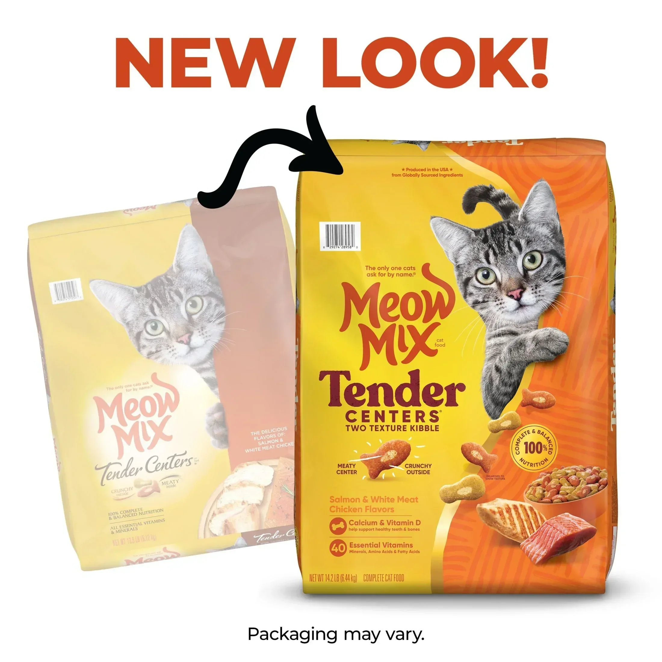 Meow Mix Tender Centers Salmon & White Meat Chicken Flavors, Dry Cat Food, 14.2 lb. Bag - Image 4