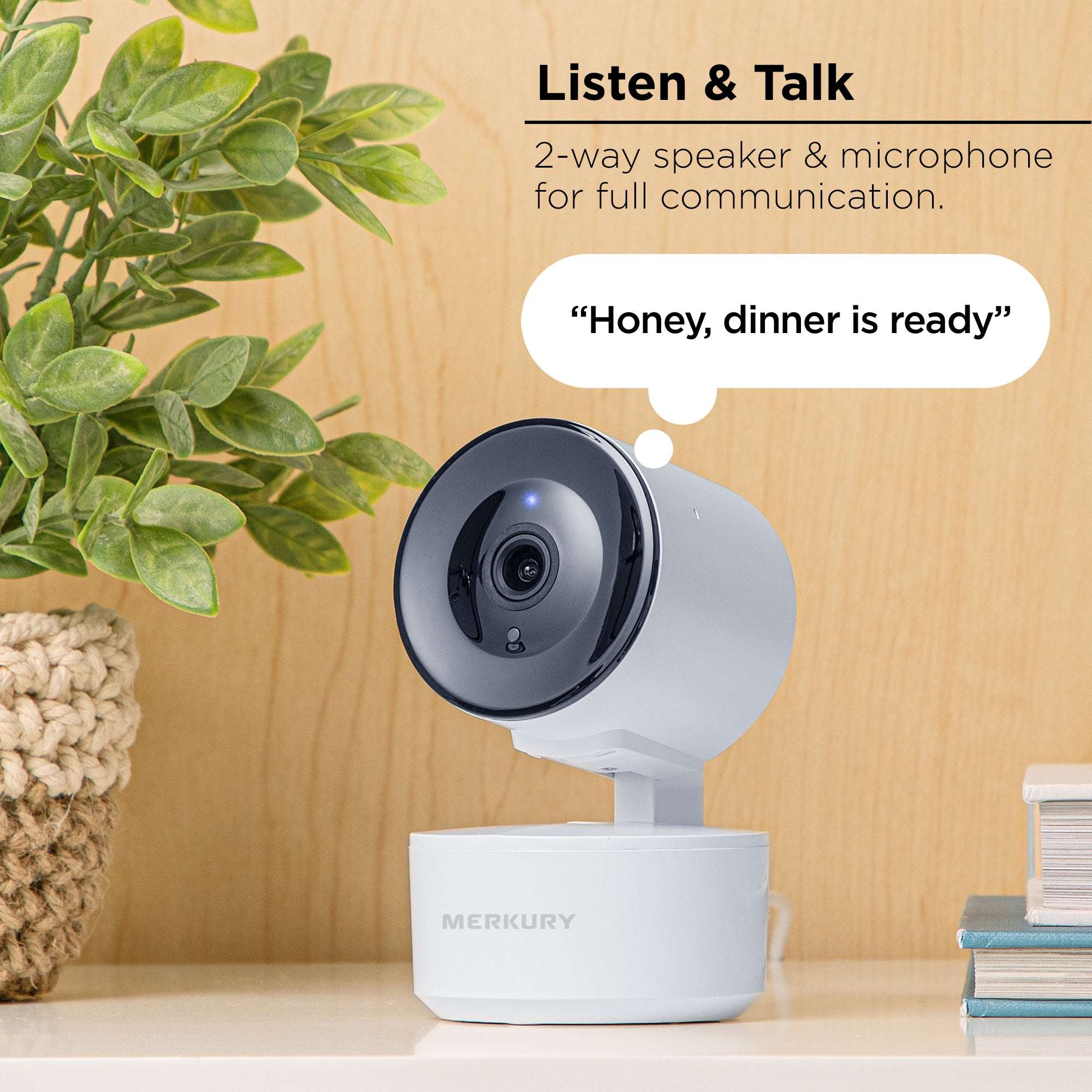Merkury Smart Indoor Camera 1080p - Auto-Tracking Wi-Fi Security Camera, White (1-Pack) - Image 8