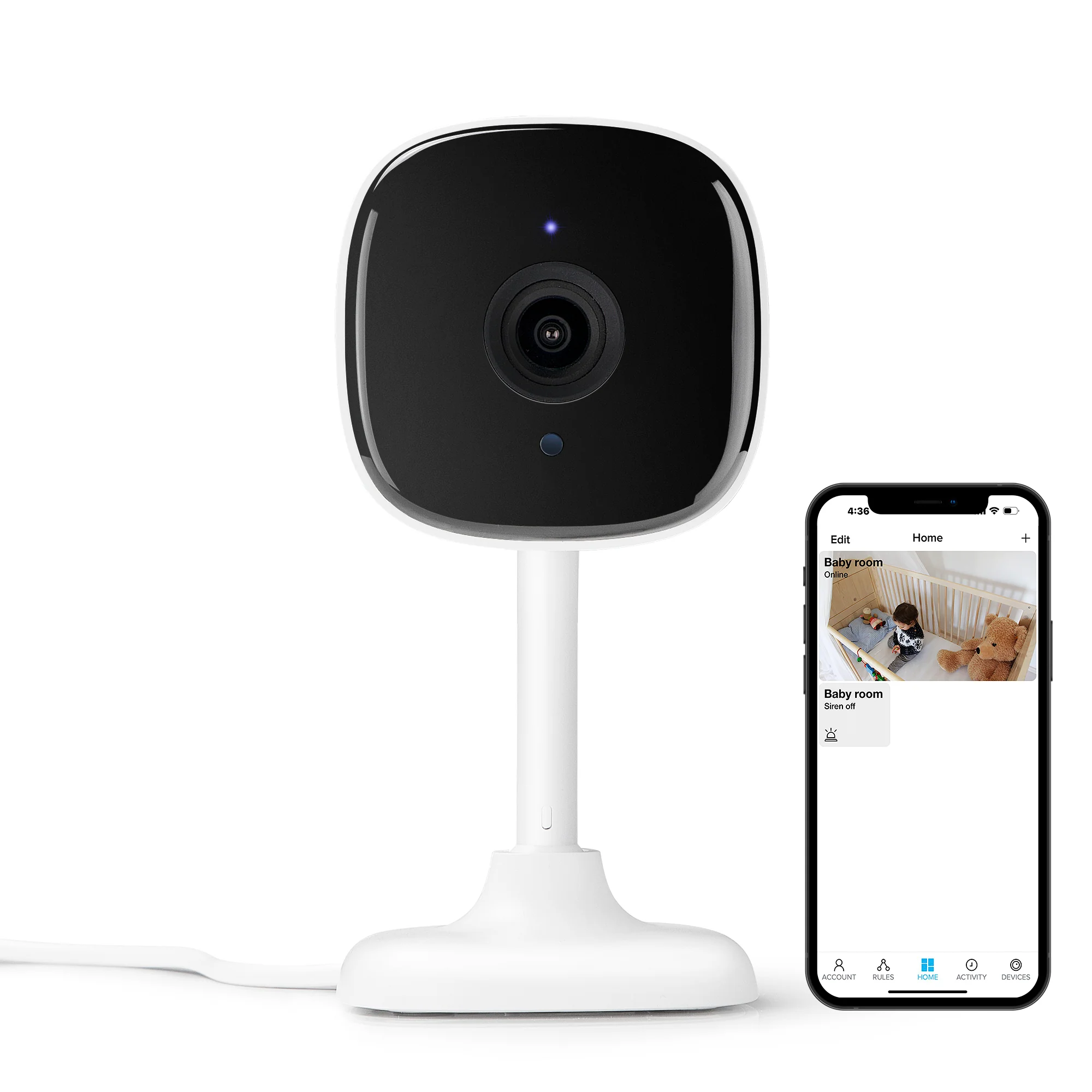 Merkury Smart Indoor Camera 1080p - Wi-Fi Security Cam with Night Vision, White (1-Pack) - Image 3
