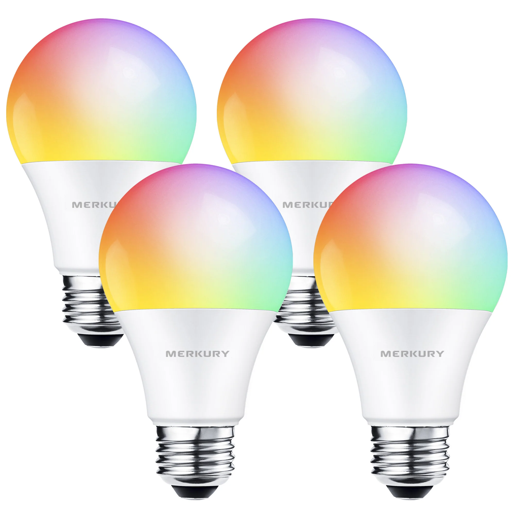 Merkury Smart LED Bulbs - 9W (60W Eqv) RGBW Dimmable A19 Light, E26 Base (4-Pack) - Image 9