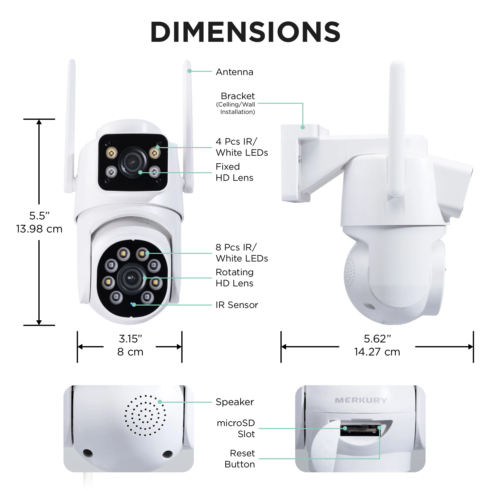 Merkury Smart Outdoor Camera 1080p - Dual Lens Pan-Tilt Security Cam, White (1-Pack) - Image 10