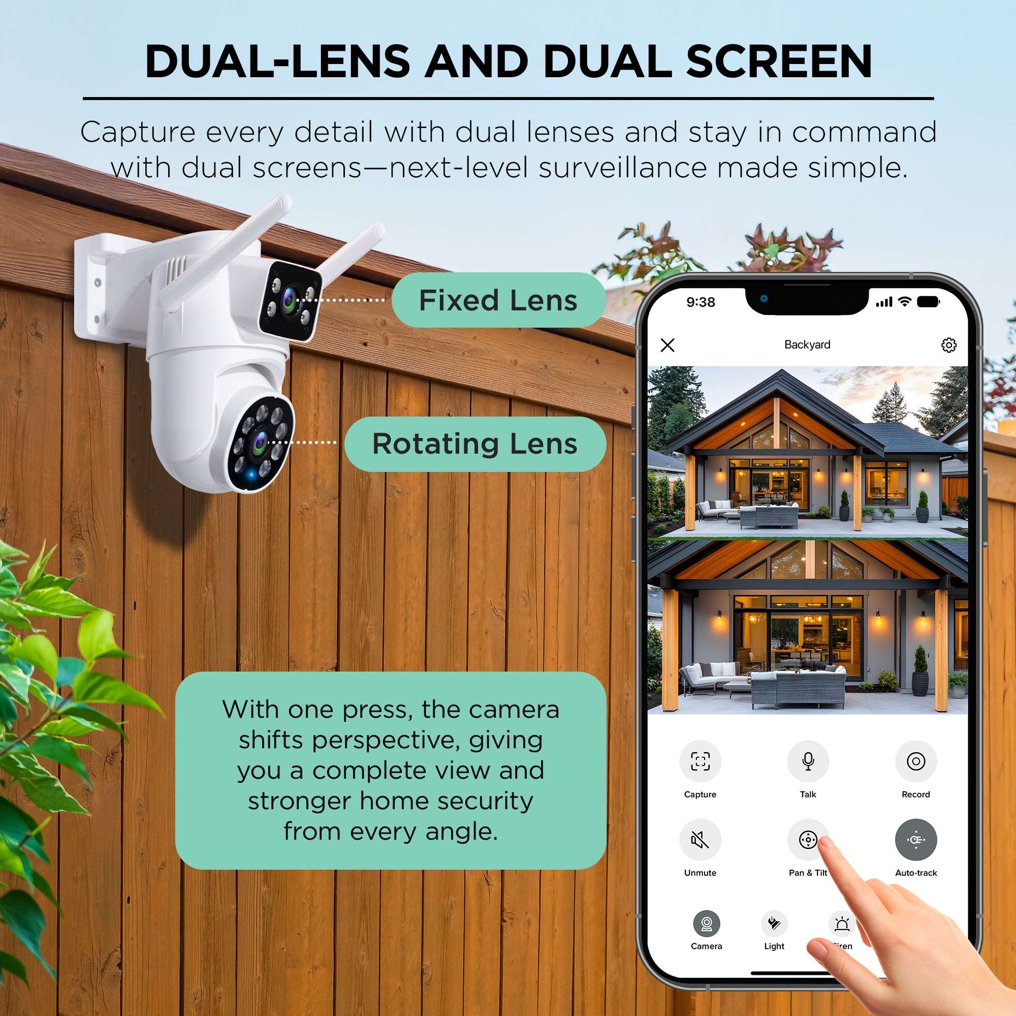 Merkury Smart Outdoor Camera 1080p - Dual Lens Pan-Tilt Security Cam, White (1-Pack) - Image 4
