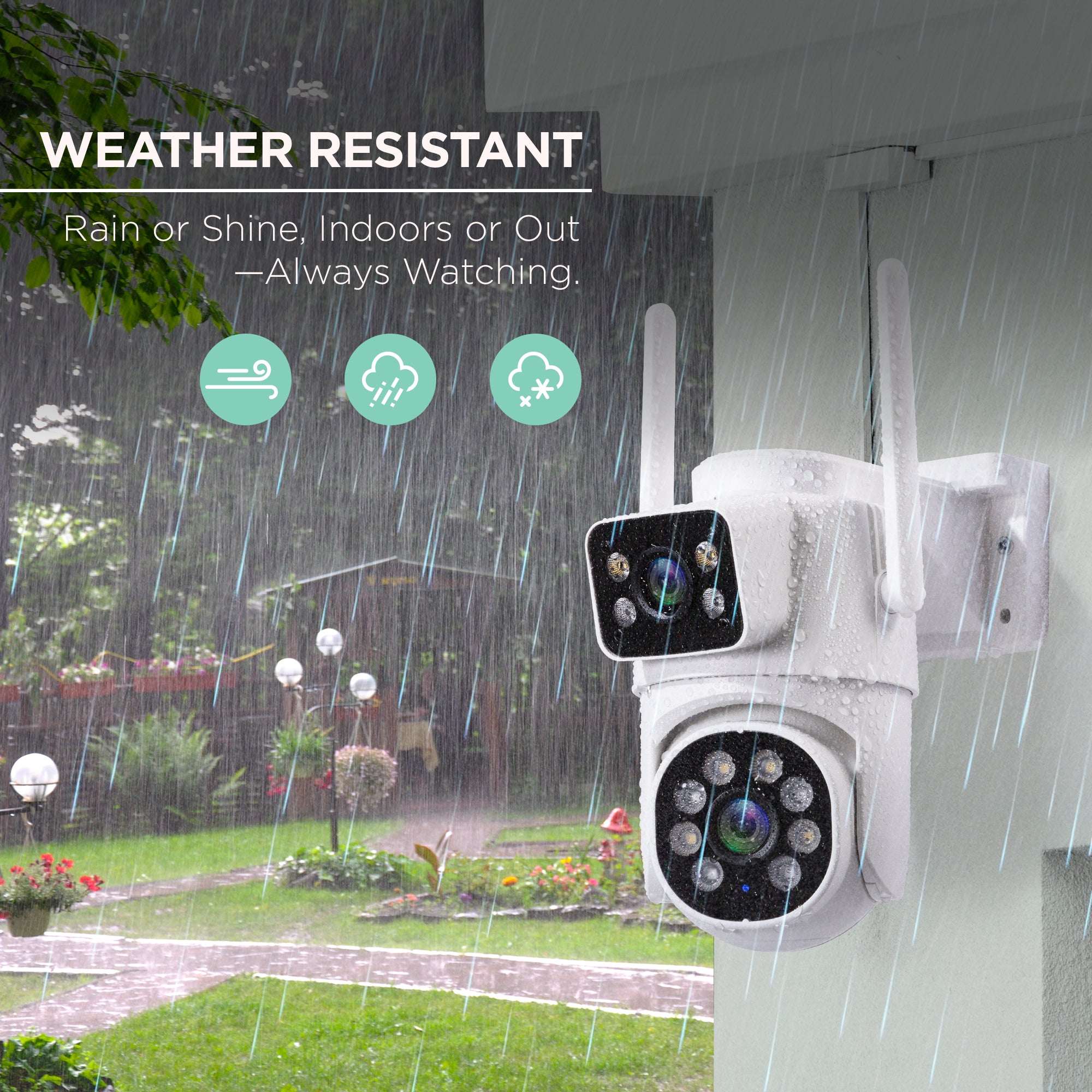 Merkury Smart Outdoor Camera 1080p - Dual Lens Pan-Tilt Security Cam, White (1-Pack) - Image 9