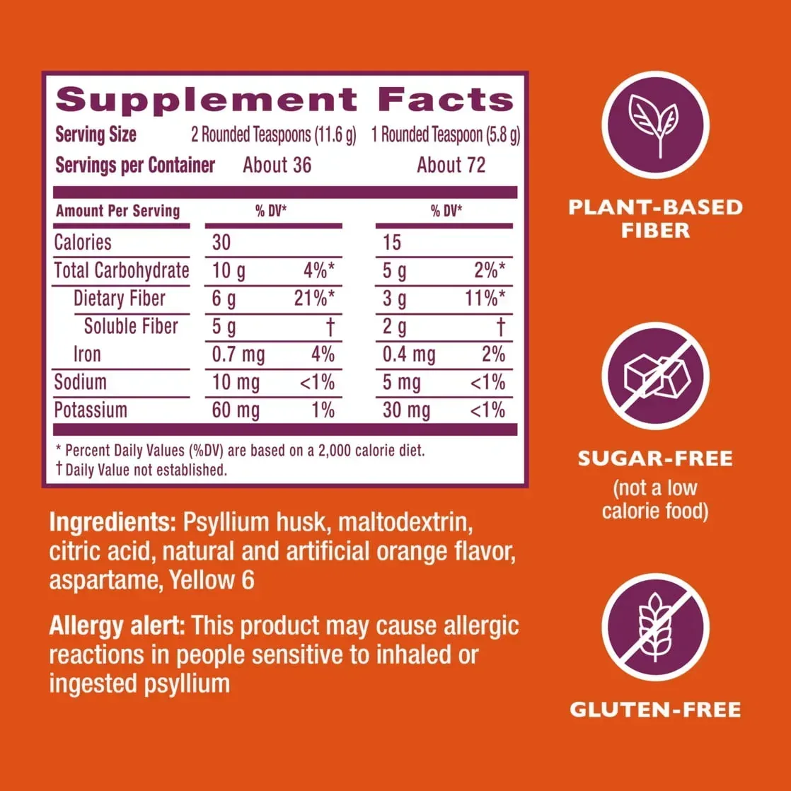 Metamucil Sugar-Free Fiber Supplement Powder for Daily Digestive Health, Orange Flavor, 30 Servings - Image 10