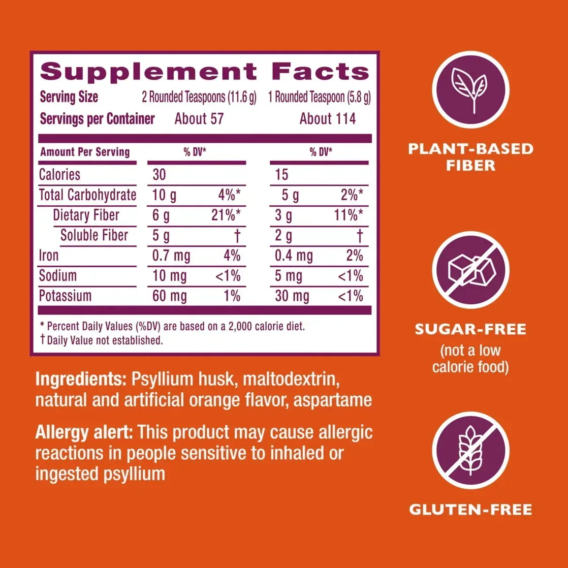 Metamucil Sugar-Free Fiber Supplement Powder for Daily Digestive Health, Orange Flavor, 30 Servings - Image 12