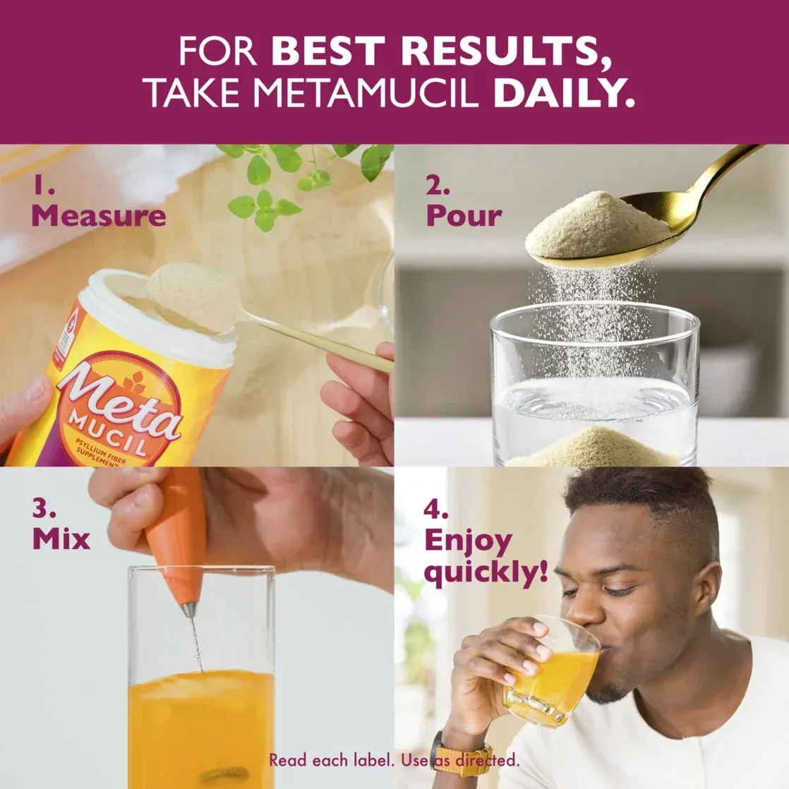 Metamucil Sugar-Free Fiber Supplement Powder for Daily Digestive Health, Orange Flavor, 30 Servings - Image 3