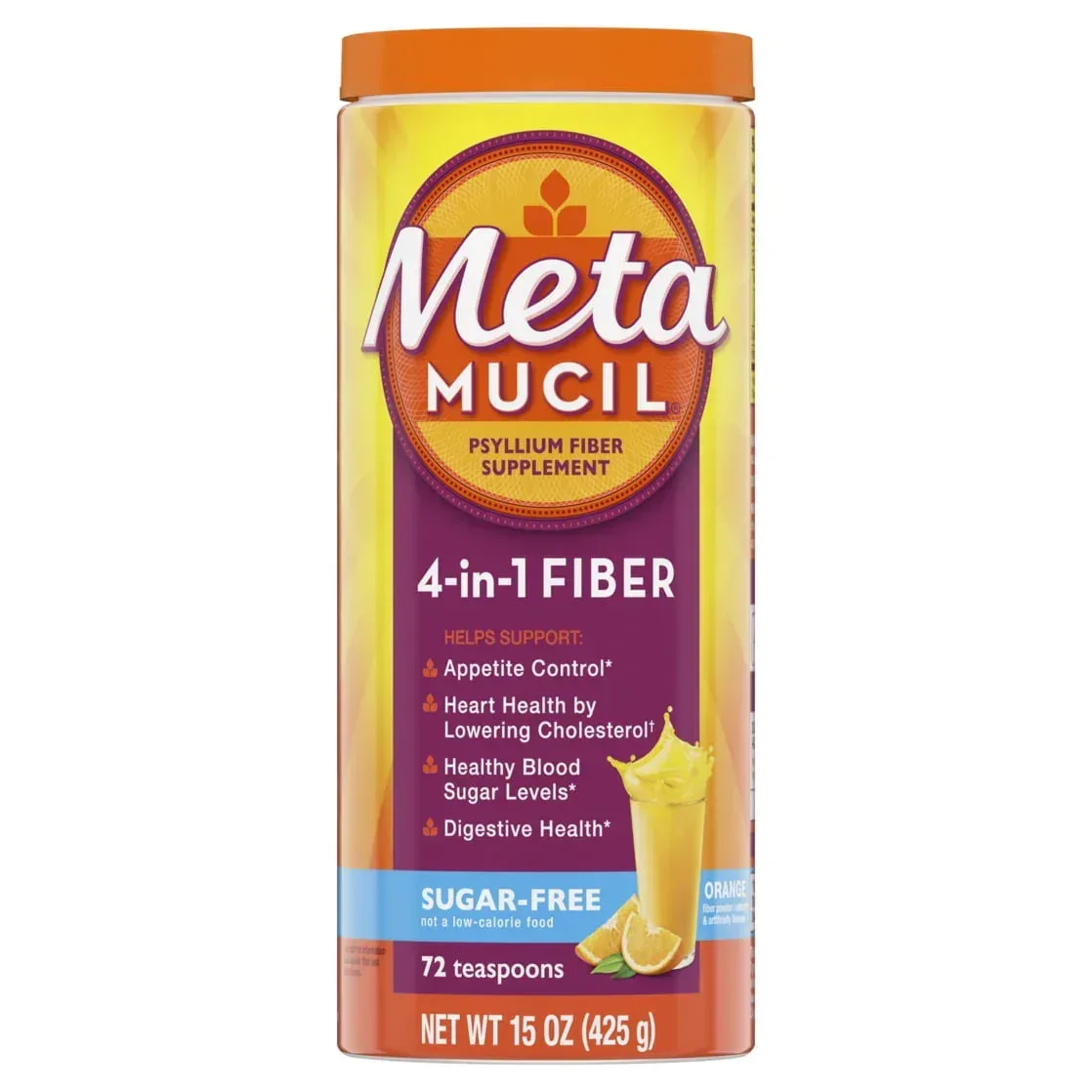 Metamucil Sugar-Free Fiber Supplement Powder for Daily Digestive Health, Orange Flavor, 30 Servings - Image 9