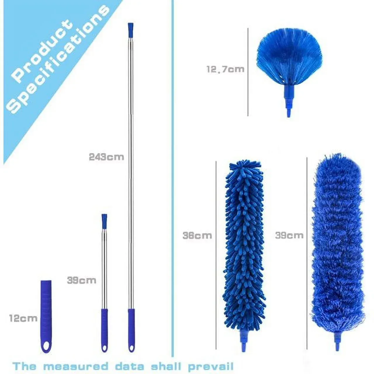 Microfibre Duster for High Ceilings, Duster for Cleaning Fan Cobweb, 100" Telescopic Extension Pole Kit, Reusable Duster, Washable Lightweight Duster for Ceiling Fan Webs, Blinds - Image 6