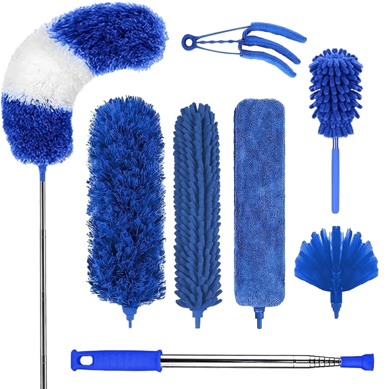 Microfibre Duster for High Ceilings, Duster for Cleaning Fan Cobweb, 100" Telescopic Extension Pole Kit, Reusable Duster, Washable Lightweight Duster for Ceiling Fan Webs, Blinds - Image 8