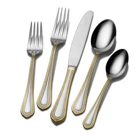 Mikasa Regent Bead Gold 18/10 Stainless Steel 65-piece Flatware Set - Image 2
