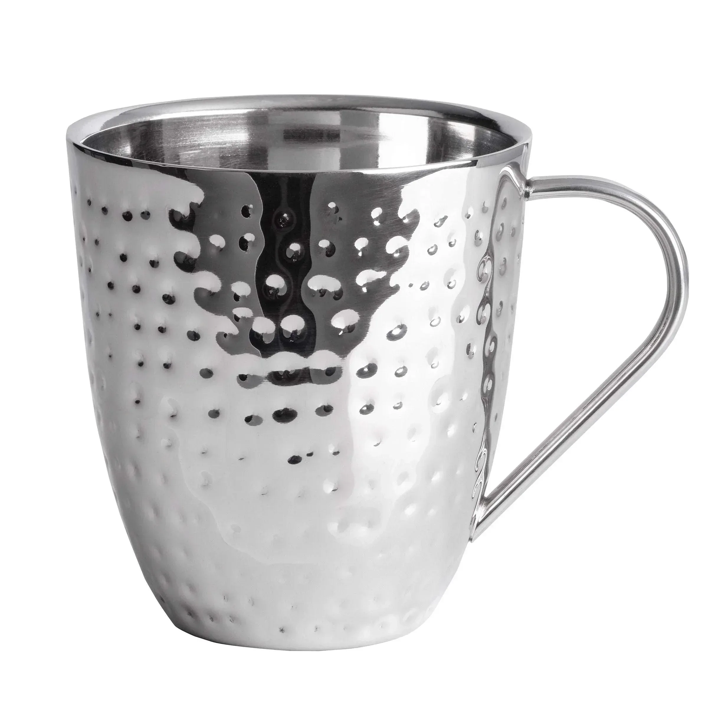 Mikasa Set of 4 Double-wall Hammered Stainless Steel Mugs - Image 3