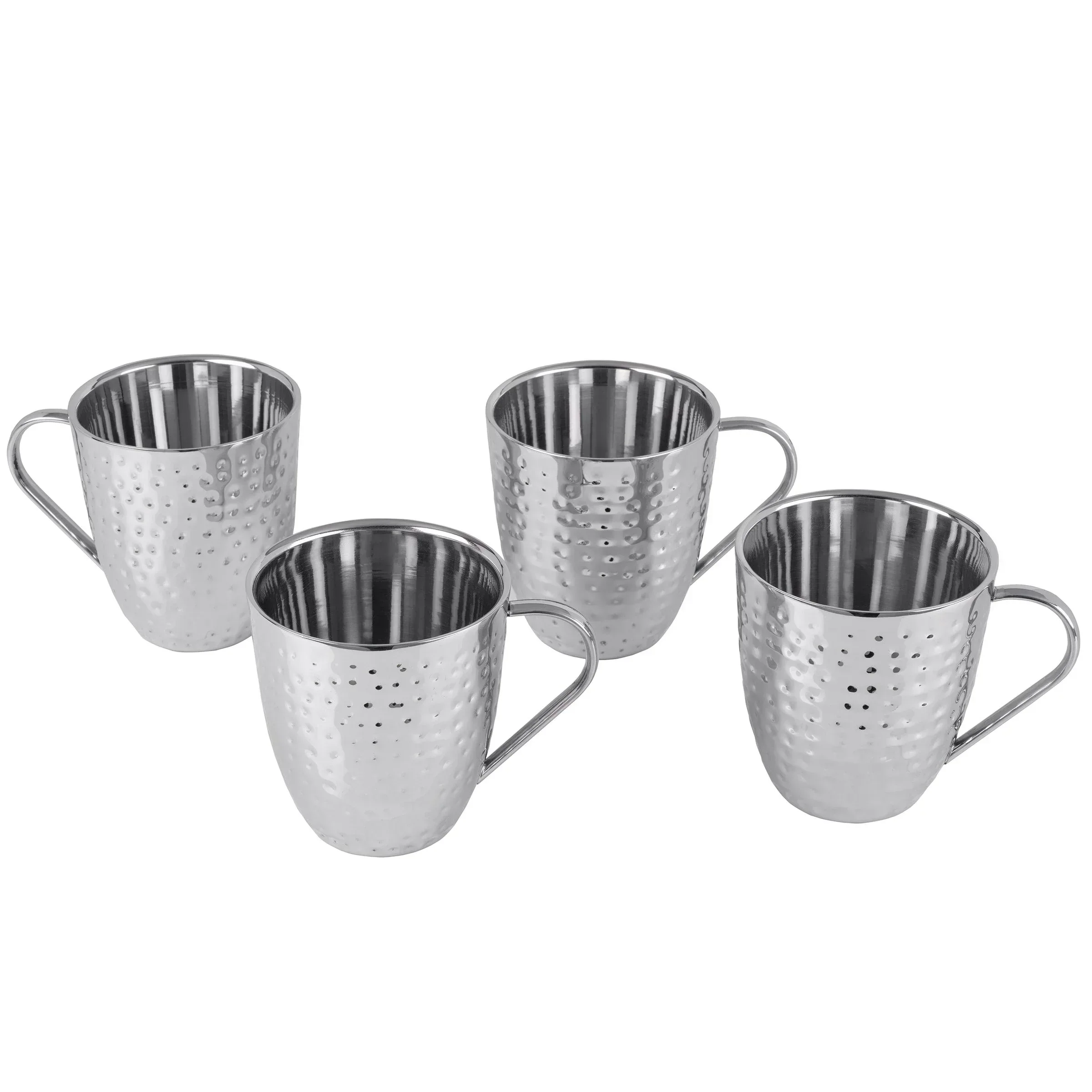 Mikasa Set of 4 Double-wall Hammered Stainless Steel Mugs - Image 4